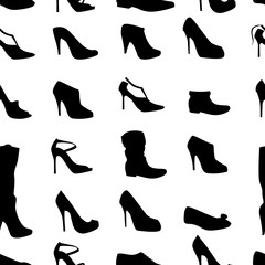 Seamless pattern with womans  shoes.  Endless texture for your design, announcements, advertisement, posters.