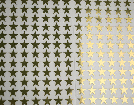Gold star stickers background pattern