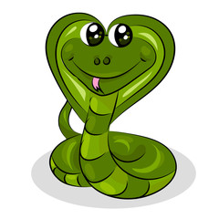 cartoon brown snake cobra with tongue and fangs