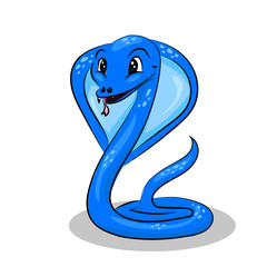 Fototapeta premium cartoon brown snake cobra with tongue and fangs