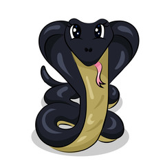 cartoon brown snake cobra with tongue and fangs
