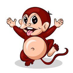 cute small crazy monkey at the white background