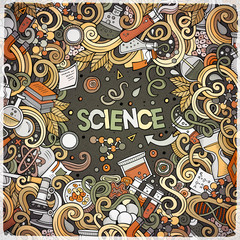 Cartoon cute doodles hand drawn Science frame