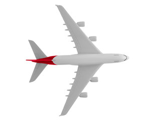 Fototapeta na wymiar Airplane with red color, Isolated on white background.