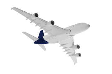 Airplane with blue color, Isolated on white background.