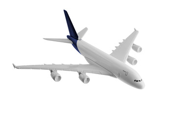 Airplane with blue color, Isolated on white background.