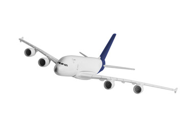 Airplane with blue color, Isolated on white background.