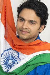 indian man with indian flag