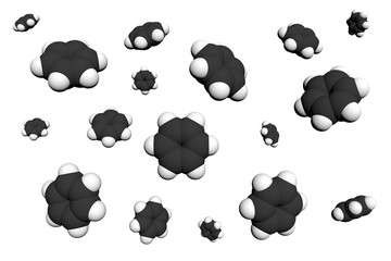 分子モデルのイメージ-ベンゼン-3D
