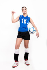 volleyball young woman in sports uniform holding ball