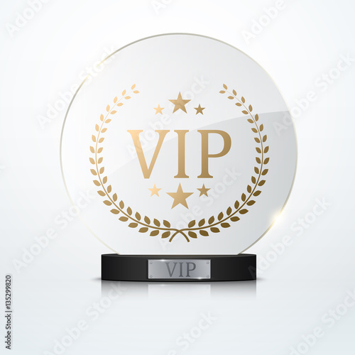 "Vip invitation with black award trophy, vector" Stock image and