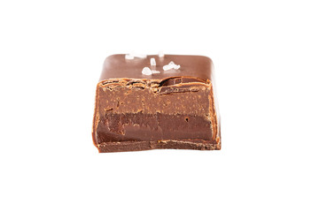 Chocolate candy praline cut