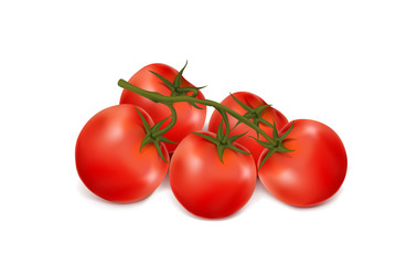 Cherry tomatoes on white background