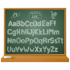 Sketchy hand written ABC on chalkboard