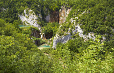 Fototapeta na wymiar Top view of Plitvice Lakes, Croatia
