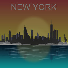 New York city skyline silhouette background, vector illustration