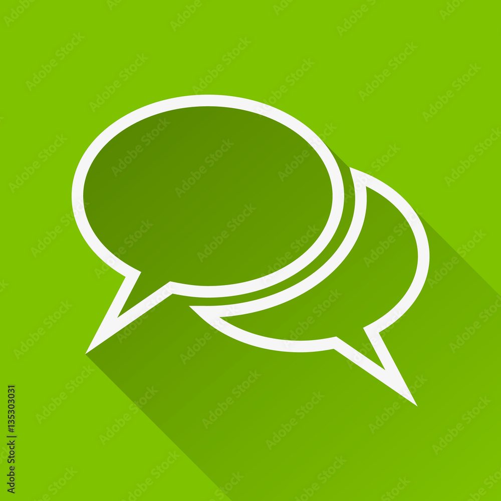Poster the pair of speech bubbles. social icons. modern flat icon with long shadow effect
