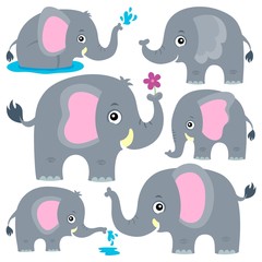 Stylized elephants theme set 1