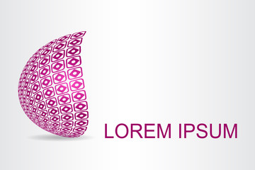 Logo stylized spherical surface with abstract shapes