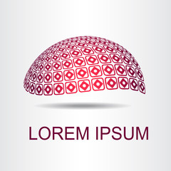 Logo stylized spherical surface with abstract shapes