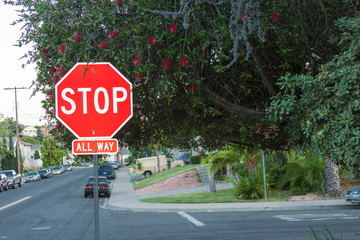 Stop Sign with Bottle Brush