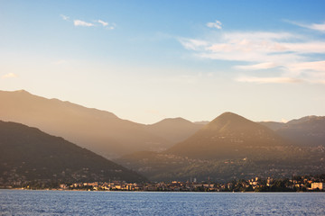 Mountains and sky. Town near the sea. Travel and see the beauty.