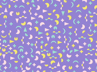 Memphis seamless pattern. Geometric elements memphis in the style of 80's. Vector illustration
