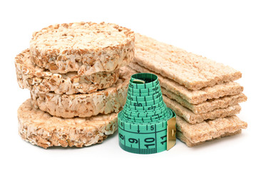 crispbread with measuring tape
