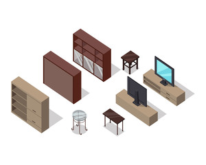 Set of Furniture Vectors in Isometric Projection