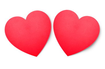 Two Hearts on white with clipping path