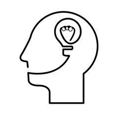black silhouette head with light bulb vector illustration