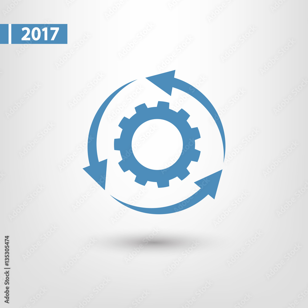 Poster setting parameters, circular arrows icon, vector illustration. flat design style