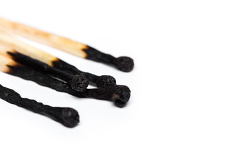 Matches isolated on white background. Closeup shot.