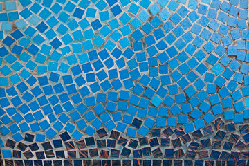 Blue mosaic tiles on the wall (background or texture)