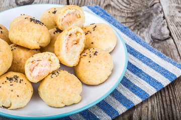 Small cakes with fish and chia seeds