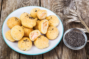Small cakes with fish and chia seeds