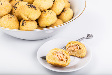 Cheese balls with salmon filling