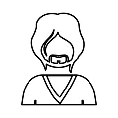 contour half body man with beard vector illustration