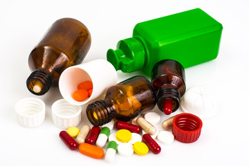 Bottles of glass and plastic for tablets