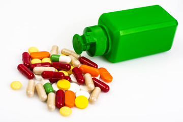 Bottles of glass and plastic for tablets