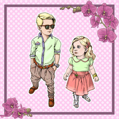 Fashion boy girl pink orchid