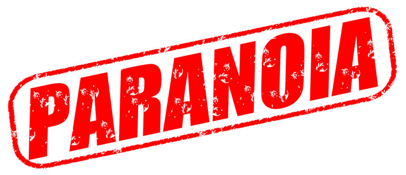 Paranoia on the white background, red illustration