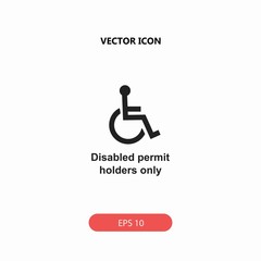 disabled permit holders only vector icon