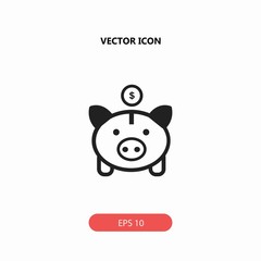 piggy bank with money vector icon