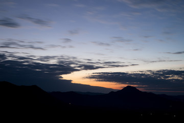 Sunrise with sky and clouds look like river on sky at at Phu Thok, Chiang Khan District, Loei Province, Thailand