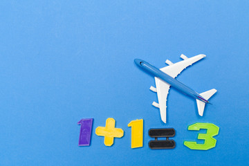 airplane on color background