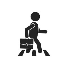 Businessman on crosswalk, vector.