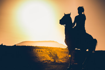 Fototapeta na wymiar Costume of the Turks and horse riding