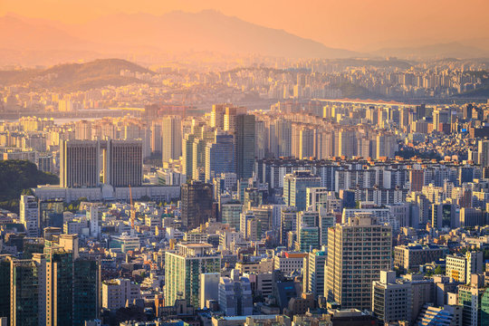 Seoul City in Sunset, South Korea
