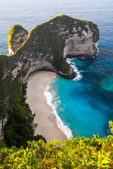 Tropical beach and cliff on the island of Nusa Penida, Indonesia